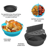 Air fryer silicone basket, reusable circular tray, foldable kitchen accessories without BPA