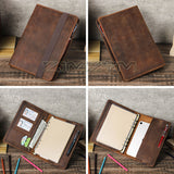 A5 Leather Office Document Holder Detachable Buckle 6 Ring Loose-leaf Notebook Cover Business Stationery