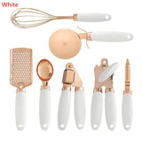 7PCS/Set Stainless Steel Garlic Press Pizza Cutter Kitchen Gadget Set Can Opener Potato Cooking Kitchenware