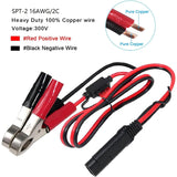2 Pack 40CM 16AWG Battery Alligator Clips to SAE Quick Release Adapter Connectors Extension Charging Cable Built-in 10A Fuse