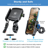 USB QC 3.0 36W Waterproof 12V/24V Motorcycle Phone Holder Mount on 22-32mm Handlebar Mirror Bar Fit 4-7 inch Cellphones
