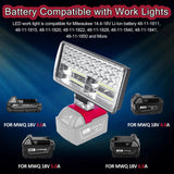 35W 11800LM LED Work Light Rechargeable Outdoor Portable Emergency Flashlight for Milwaukee 14.4V-18V Li-ion Battery