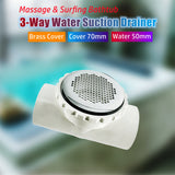 70mm 50mm Ultra-thin Dot Three-way Water Brass Cover PVC Body Bathtub Backwater Suction Drainer