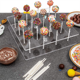 Acrylic Cake Display Stand, 16 Hole Clear Square Lollipop Holder for Weddings Baby Showers Birthday Anniversaries
