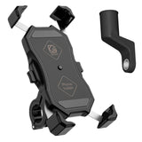 Waterproof Universal Adjustable Stainless Steel Motorcycle Phone Mount Holder Handlebar Rear-View Mirror Mounted 360 Rotation