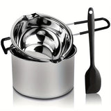 1 Set Double Boiler Pot Set, Stainless Steel Melting Pot With Silicone Spatula For Melting Chocolate