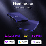 H96 MAX V12 Android 12 Smart TV Box RK3318 4G 64GB 4K 2.4G 5G Wifi BT4.0 Media player Google Play Global Set top box