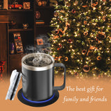 Coffee Mug Warmer with Cup and Lid Auto Heat 131-149℉ Intelligent Constant Temperature 12.3oz Double Layer Food Grade