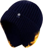 Thick Fleece ed Beanie Hats with Earflap, Warm Hat Men Women, Windproof Knit Skull Cap for Winter Outdoor