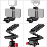 Metal Phone Holder Clamp Portable Z-Shape with Cold Shoe SmartPhone Tripod Mount Clip for Tiktok Vlog Photography Video Light