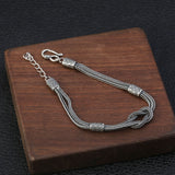 S925 Sterling Silver Niche Retro Hand-woven Thai Silver Bracelet