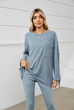 Women's Sunken Stripe Fleece Long-sleeved T-shirt