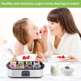 Automatic Digital Yogurt Maker with Adjustable Temperature & Time Control 8pcs Glass Jars 60 Oz Stainless Steel