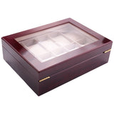 Wooden Holder for Watches Men Glass Top Jewelry Box 10 Grids Watch Organizer