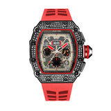 PINTIME Man Watch Sport Silicone Strap Casual Quartz Wristwatch Waterproof 30m Brand Chronograph Calendar Luminous Dail Clock