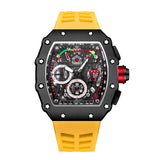 PINTIME Promotion Sale Men Fashion Sport Watch Chronograph Function Stopwatch Red Rubber Strap Auto Date Male Luxury Wristwatch