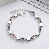 S925 Sterling Silver European And American-style Hip Hop Rainbow Candy-colored Small Square Stitching Bracelet