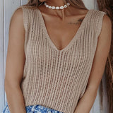 Women's V-neck Knitted I-shaped Vest