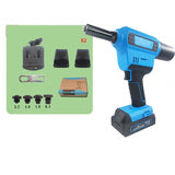 250 Electric Rivet Gun Power Riveting Tool Automatic Blind Riveter Nut Gun 1/4" Capacity Steel Aluminum Rivet Charger Battery