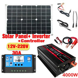 110V/220V Panel System 18V18W Solar Panel+30A Charge Controller+4000W Modified Sine Wave Inverter Power Generation Kit