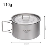 Titanium Folding Handle Camping Bowl Dinner Food Container Outdoor Pan With Handles And Lid Secure Hold Picnics