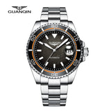 Guanqin Sapphire Glass Men's Automatic Mechanical Watch NH35A Power Reserve Chronograph 100M Water Resistant 42mm Ceramic Bezel