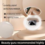 with UV Camera for Sunscreen Test LED Fill 3 Light Mode Travel Makeup Handheld Make Up Mirror