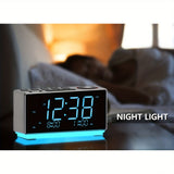1pc Alarm Clock With FM Radio, USB Charging, 4.57cm Ice Blue LED Display, Night Light, Dual Alarm, Snooze, Dimmer Control, Bedside Office Electronic Clock ITOMA CKS508-EU