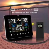 1pc Digital Alarm Clock, Time Sunrise And Sunset Electronic Thermometer Weather Forecast Wireless Sensor Wall Clock, Room Decor, Home Decor
