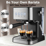 Italian Automatic & Semi-Automatic Small Coffee Machine - Concentrated Extraction, Milk Foam, 110V US/220V EU Plug for Home & Office