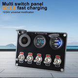24V 12V Rocker Toggle Switch Panel USB Charger 3.0 ON/Off Control RV Camping Car Boat Accessory Cigar Lighter Adapter Voltmeter