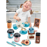 Kids Party Wooden Pretend Coffee Set Tableware Dessert Playset Afternoon Tea Role Play Toys