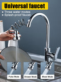 Universal spout with swivel universal extension for faucets, capable of rotating, boostingand splash proof water