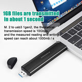 Case B/B+M Key Support 2T Capacity Solid M.2 NVME/SATA Type-C/USB3.1 SSD Enclosure Hard Disk Box