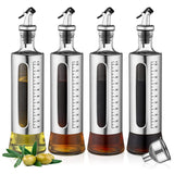 4 Pack Bottle, 500Ml Olive Vinegar Bottle Set, Stainless Steel Glass Oil Dispenser With 1Pcs Funnel
