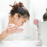 2 in 1 Electric Silicone Face Cleansing Brush Vibration Massage Facial T Zone Deep Clean Remove Exfoliating Acne Skin Care Tools