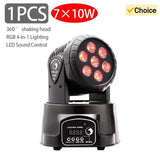 DMX512 Voice-activated Wedding 1/2/4PCS 540° Mobile Head Stage Lamps 7*12W Mini LED Sound Control DJ Party Performance Light