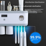 1pc Smart UV Sterilization Toothbrush Holder, With Gargle Cup & Toothpaste Dispenser, Wall Mounted Toothbrush Storage Rack, Multi-functional Toothbrush Storage Organizer, Electric Toothbrushes Hanging Holder Sanitizer, Bathroom Accessories