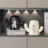 1pc Creative Cactus Ceramic Tissue Box, Tissue Box Cover, Napkin Dispenser Container, Desktop Tissue Holder, Tissue Storage Box For Bathroom Living Room Bedroom, Home Decor, Bathroom Accessories