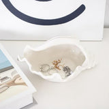 Conch Tea Light Candle Holder, Dish, Ocean Beach Theme Ceramic White Shell Jewelry Tray