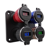 Aluminum Alloy Metal Shell Dual USB Charger 12-24v 4.2A Voltmeter for Motorcycle Hella Din Socket Red Blue Green