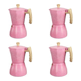 4X Latte Mocha Italian Moka Espresso Cafeteira Percolator Pot Stovetop Coffee Maker 300Ml Pink