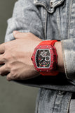 PINTIME 2023 Hot Men's Watch Fashion Marbling Case Leather Strap Quartz Watches Sport Waterproof Chronograph Wristwatch Relogio