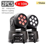 4 7*10W LED Mobile Head Disco 360° Rotating Voice Control DMX512 Home Party Stage Performance Lamps RGBW Wedding Lights