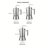1pc 200ml 300ml 600ml Stainless Steel Espresso Maker For Great Flavored Strong Espresso, Classic Italian Style 3 Espresso Cup Moka Pot, Makes Delicious Coffee