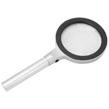 Handheld Magnifying Glass Silver White Ergonomic Handle Metal Large Illuminated Magnifier for Inspection for Seniors for Coins