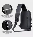 Multifunction Patent Leather Cycg Chest Waterproof Crossbody Anti-theft Travel Bag Male USB Charging Pack