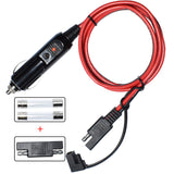to Cigarette Lighter 14AWG 100cm Plug Extension Cable with SAE Polarity Reverse Adapter 15A Fuse