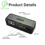DC 10400mAh 5/9V/12V/15V/24V 1A/2A Output Uninterruptible Power Supply 85‑265V UPS Battery Backup EU Plug