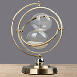 1pc Side Globe Rotatable Hourglass Ornament,Metal Can Rotate Craftwork Creativity Modern Art Home Desk Accessory,room Decor